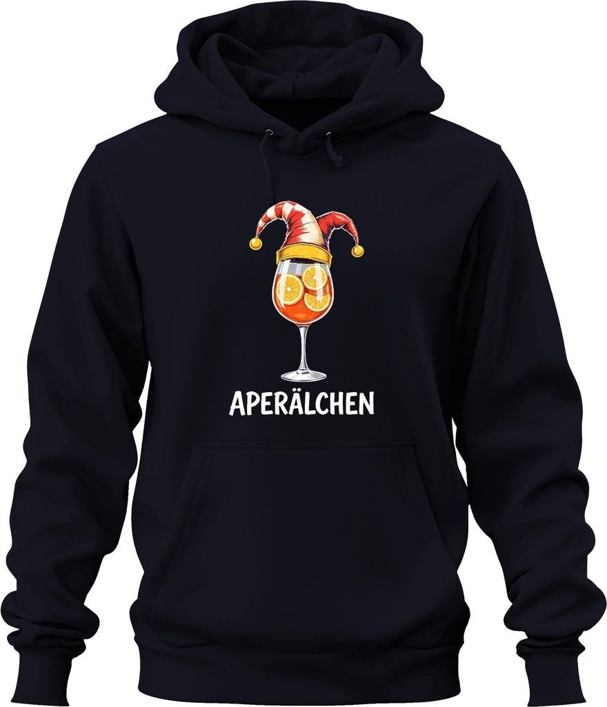 Aperälchen Aperol Spritz Cocktail Glas Orangenscheiben Lustig Uni Hoodie Kapuzenpullover, Navy, L
