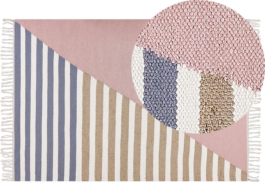 BELIANI Teppich mehrfarbig aus Wolle Jute 140 x 200 cm Rechteckig Handgewebt mit Quasten modernes Design