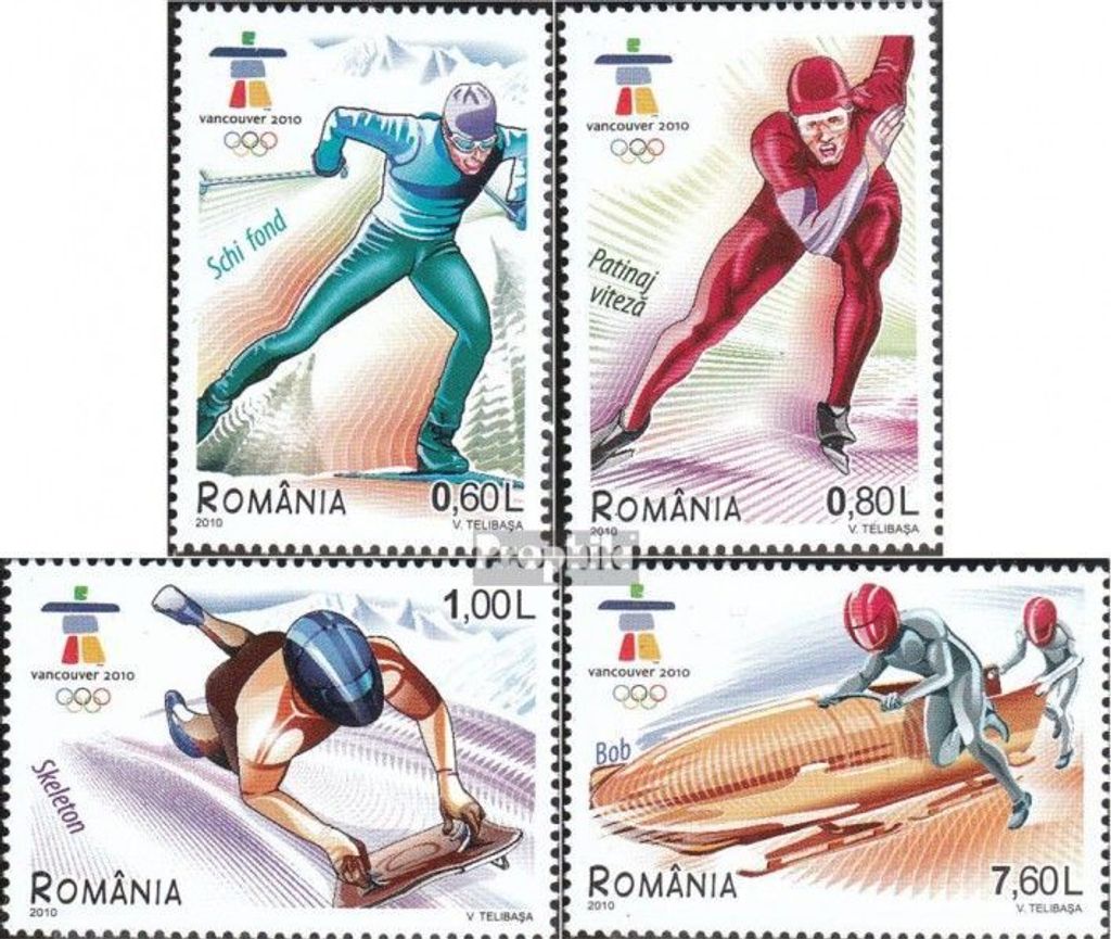Briefmarken Rumänien 2010 Mi 6410-6413 (kompl.Ausg.) postfrisch Olympische Winterspiele Vancouver10