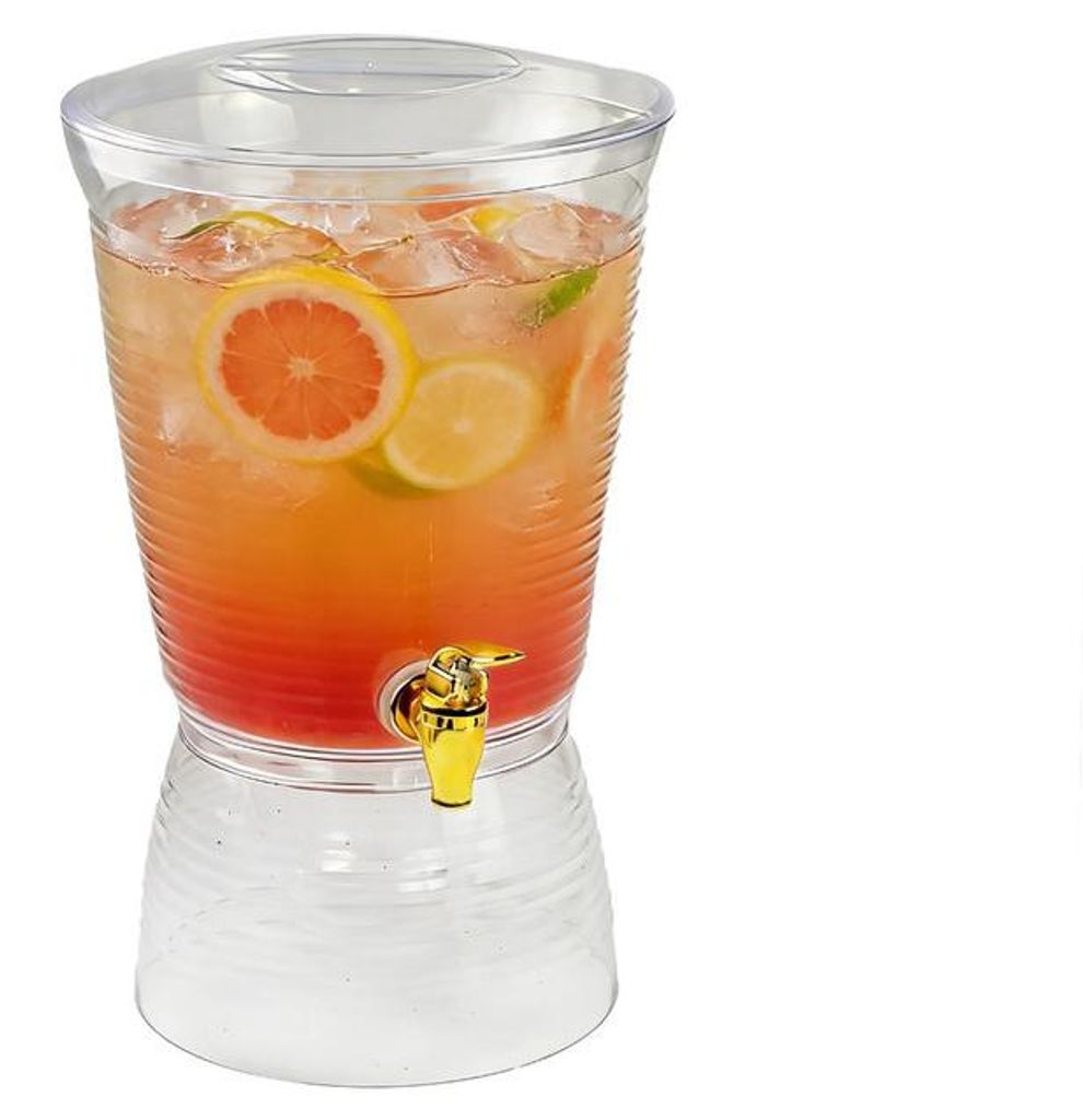6L Getränkespender mit Zapfhahn Getränkebehälter Saftspender Kunststoff transparent Eisfach Party Bier Spender 37cm für Küche Outdoor