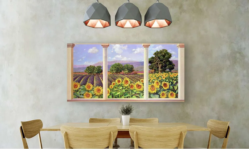Quadro su Tela Girasoli 70x35 Andrea Del Missier - Telaio 4cm e Fine Art - 2