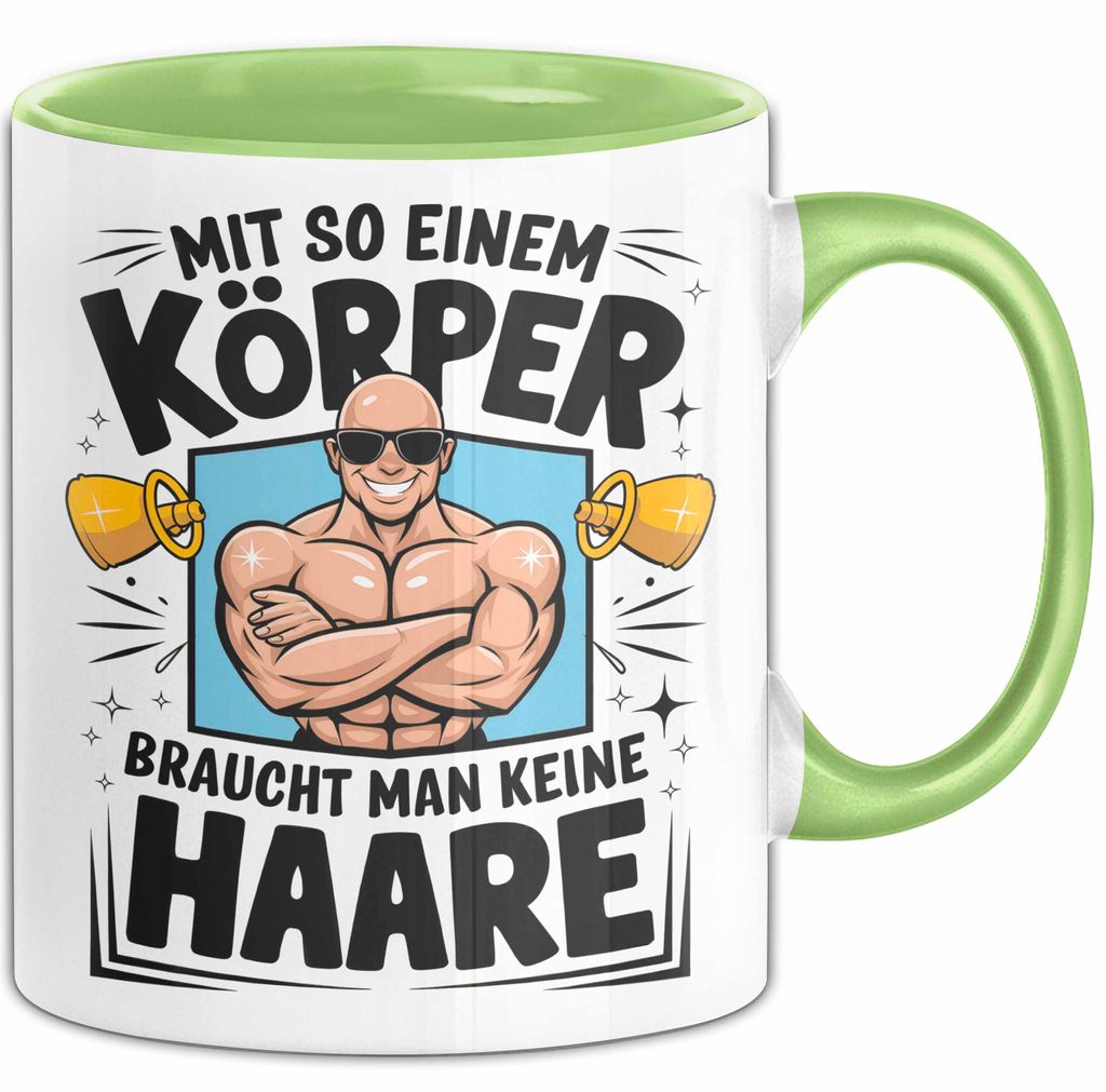 Glatzkopf Männer Tasse Geschenkidee Du Brauchst Keine Haare (Grün)