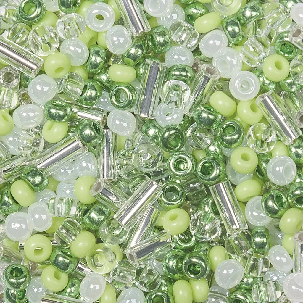 Perles de Rocaille 2,5mm Vert Blanc : Kit de 6 pour Finition Précise