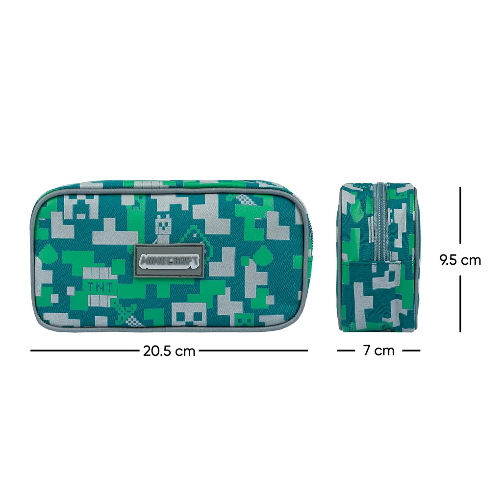 Trousse à Crayons BAAGL Minecraft Silver Creeper - Grande Capacité