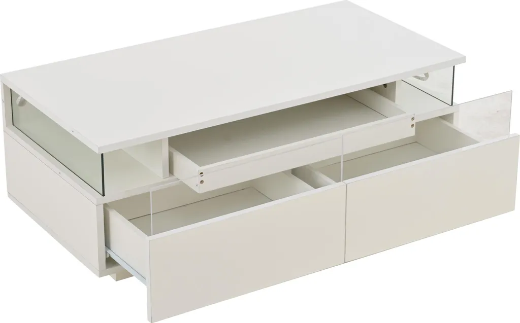 Table Basse LED Blanche : Solution Rangement et Éclairage pour Petit Salon - 9