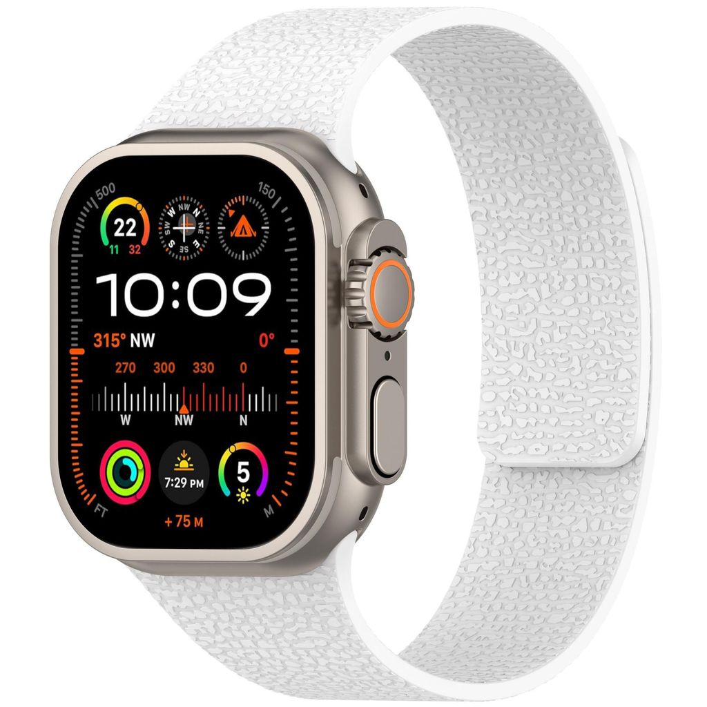 FFO2World magnetisches Silikonarmband mit Litschi-Muster für Apple Watch 42/41/40/38 mm (Serie 1–11, SE) – flexibel & bequem – Weiß