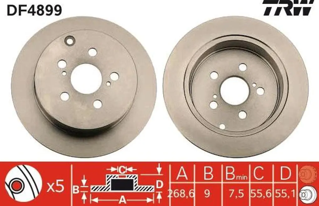 Disque de frein arrière TRW pour Celica référence OE 4243120390 kit
