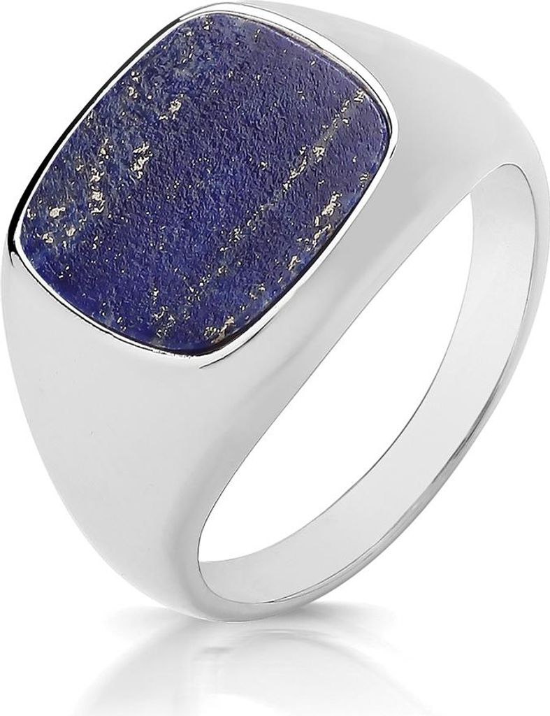 Modischer 925 Sterling Silber Damen - Monarchenring / Siegelring mit Lapis Lazuli, 51 (16.2); TRS33141RSL