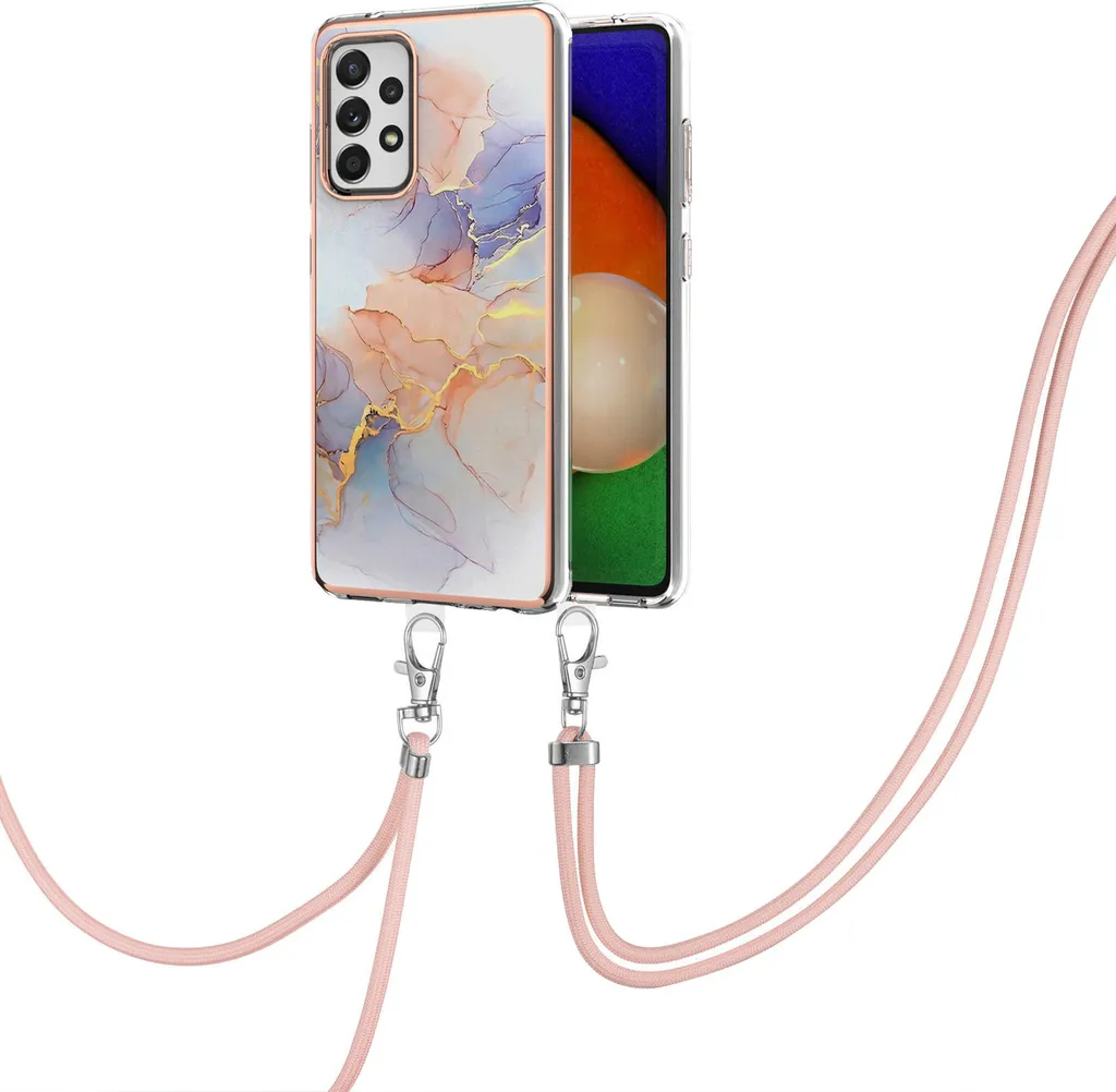 Custodia Samsung A52 / A52s 5G con Cinturino per Viaggi - Grigio Fantasia