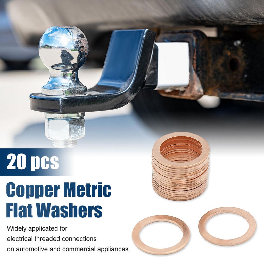 Unterlegscheiben 20Stk. 16mm Inner Dmr. Kupfer Flache Auto Dichtungen Ringe