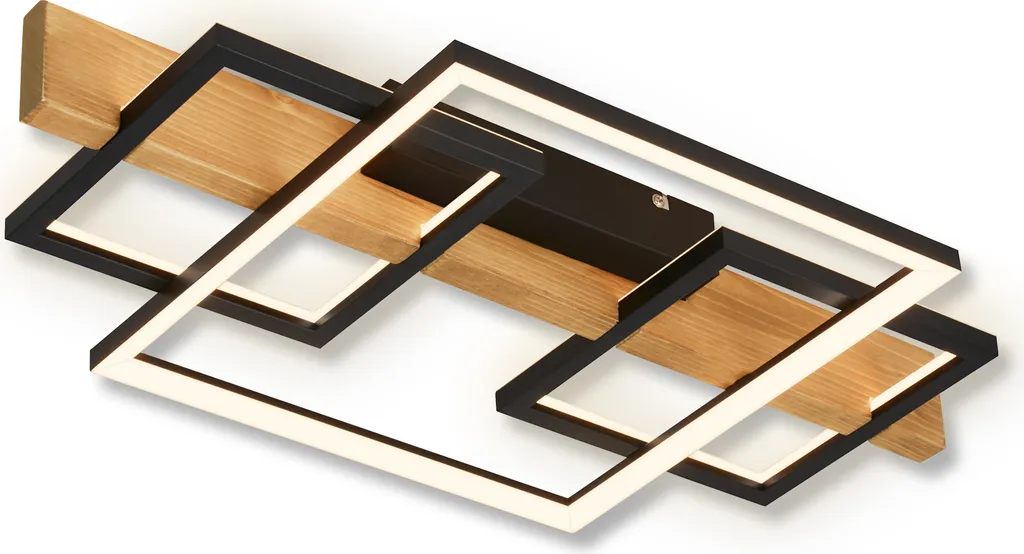 Plafonnier LED Bois Noir Anti-Éblouissement à Intensité Réglable 55cm
