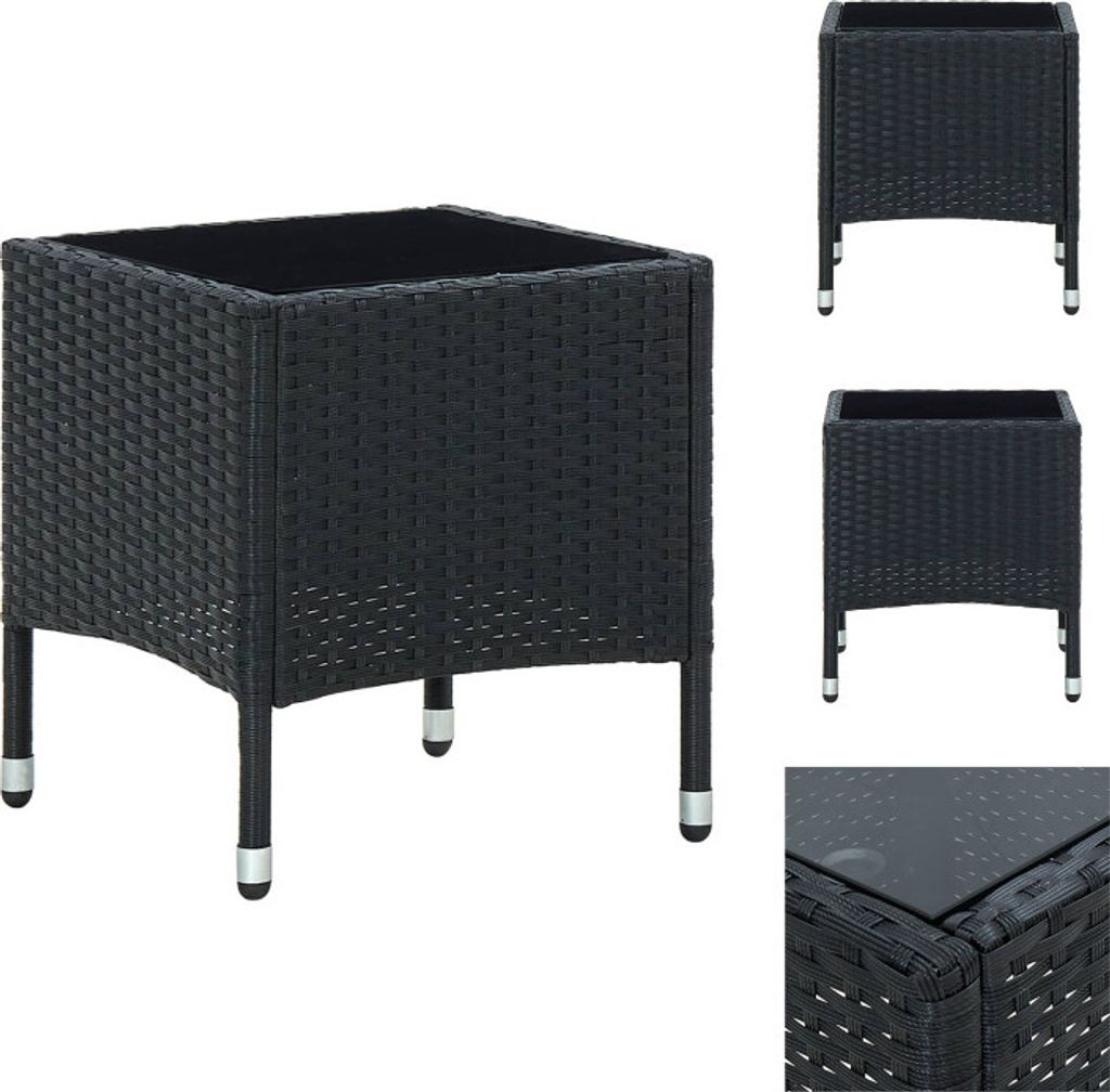 vidaXL Gartentisch Schwarz 40x40x45 cm Poly Rattan - Gartentische