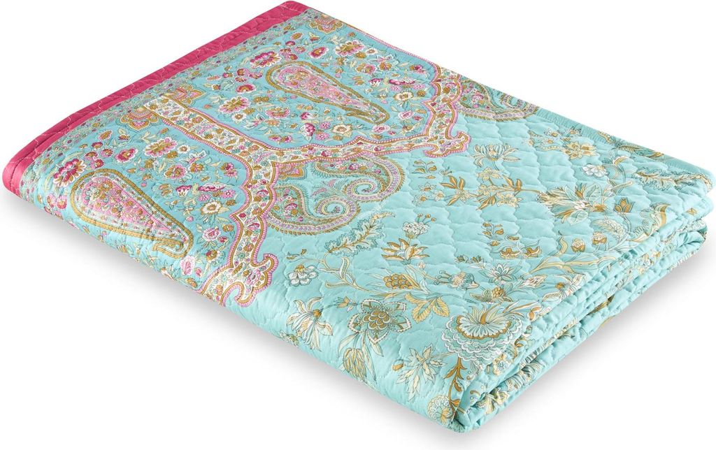 Bassetti Baumwoll-Tagesdecke INDIAN ROSES Farbe T1 TURCHESE Produktbild 