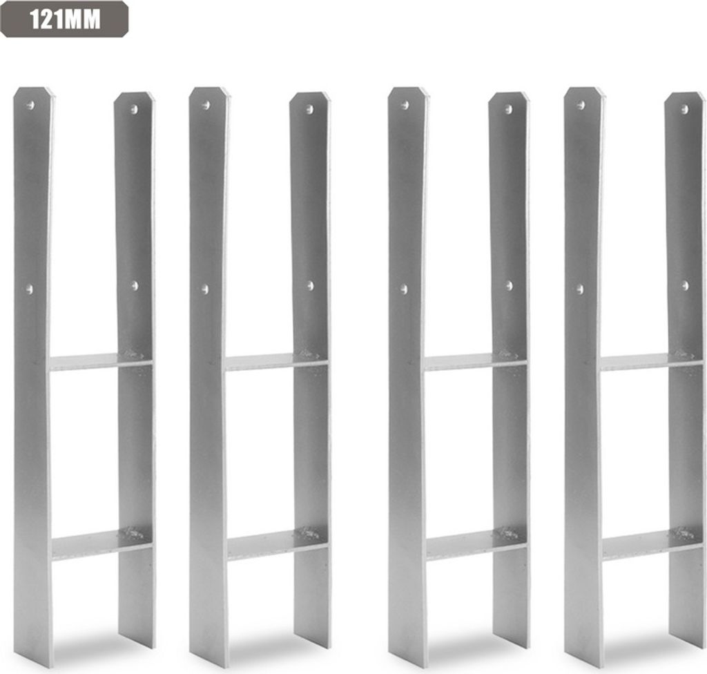 TolleTour 4 Stück Pfostenanker 121MM H-Pfostenträger H-Anker 600 mm Länge Pfostenschuh für Carport Silber