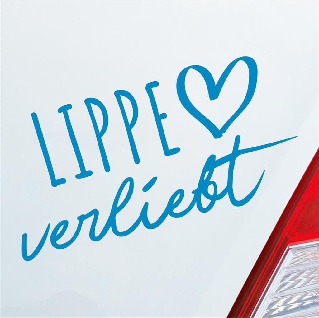 Auto Aufkleber Lippe verliebt Herz Fluss Wasser Water Liebe Car 19x10 cm Hellblau Sticker Heckscheibenaufkleber