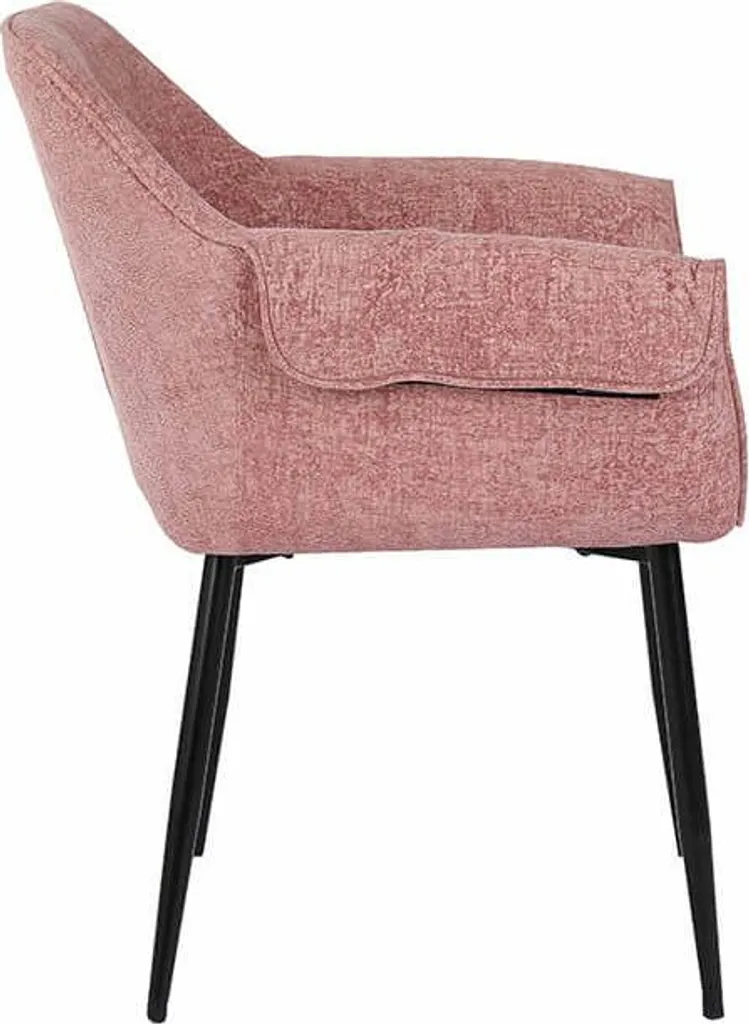 Chaise design moderne CHENO rose en tissu chenille doux, lot de 2 pièces