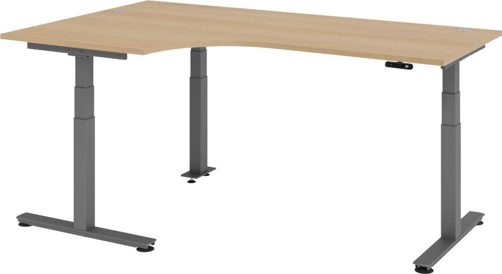 bümö Schreibtisch elektrisch XDSM - Gestell: Graphit, Größe: Eckschreibtisch 200 x 120 cm, Nachbildung: Eiche