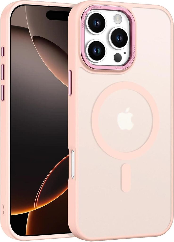 Handyhülle für iPhone 16 Pro Max Hülle MagSafe kompatibel mit Metall Kamerarahmen Magnet Case TPU Kantenschutz