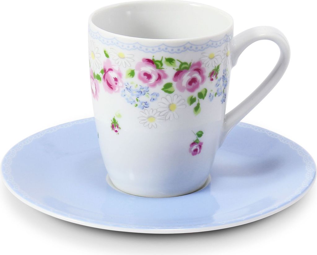 Leander Šálek s podšálkem na espresso, 0,09 l, RoseLine, kvítky, Leander, český porcelán