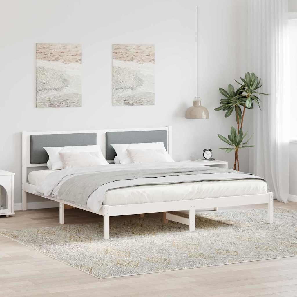Maison Exclusive - Bettrahmen Hellgrau 200 x 200 cm Massives Kiefernholz