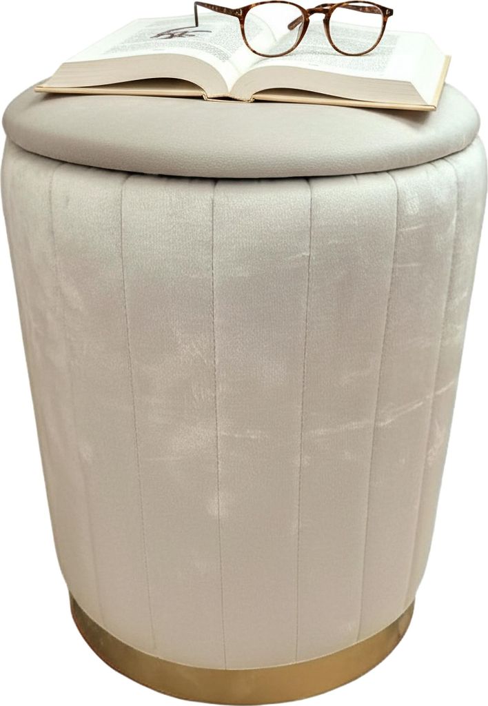 Relaxdays - Pouf en velours, pouf avec rangement, Image du produit 
