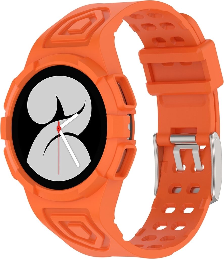 Für Samsung Galaxy Watch 5 44mm Silikon Uhrenarmband mit integriertem Gehäuse