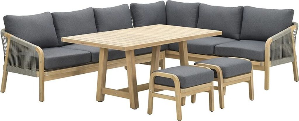 Garden Impressions Santos Lounge-Dining Set - 5-teilig - Rechts - acacia white wash - rope dark grey - mystic grey