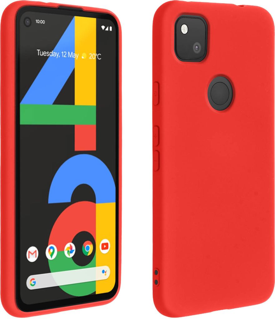 Halbsteife Silikon Handyhülle für Google Pixel 4A, Soft Touch - Rot
