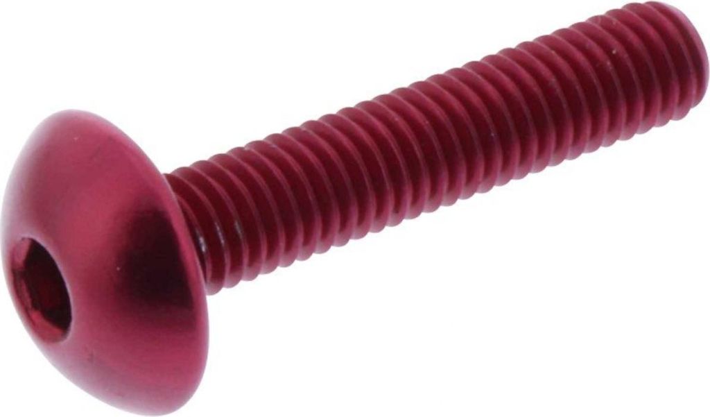Linsenschraube JMP Bolt M5x0,8mm 25mm Aluminium rot