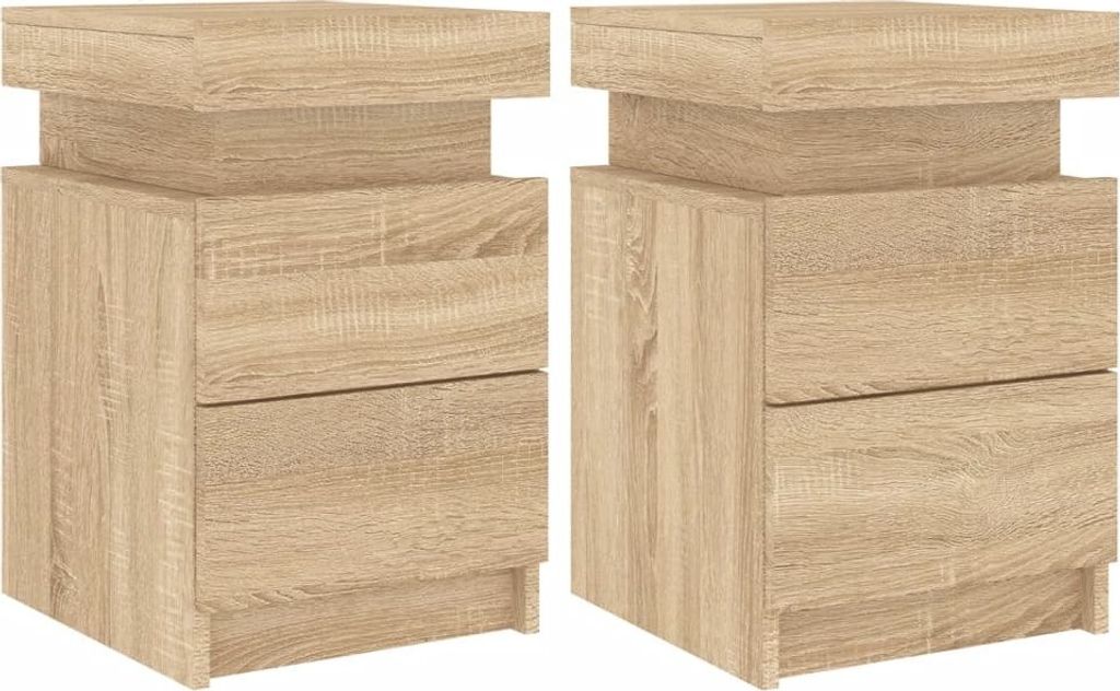 Nachttische mit LED-Leuchten 2 Stk. Sonoma Eiche 35x39x55 cm