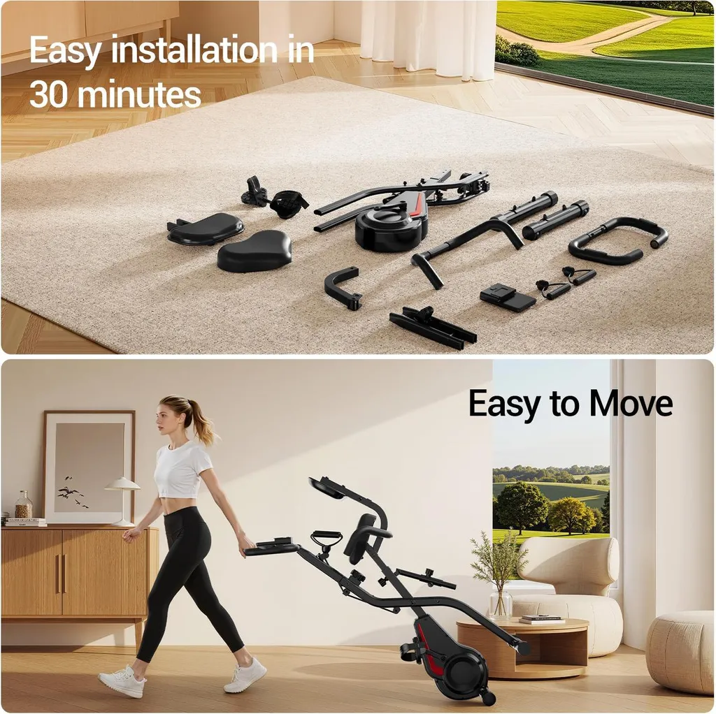 Vélo d'entraînement intérieur multifonction avec support dorsal noir - 5