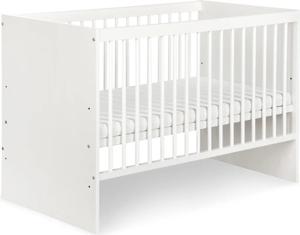 Lit enfant blanc BETSY 1 60x120 avec sommier réglable et bois massif