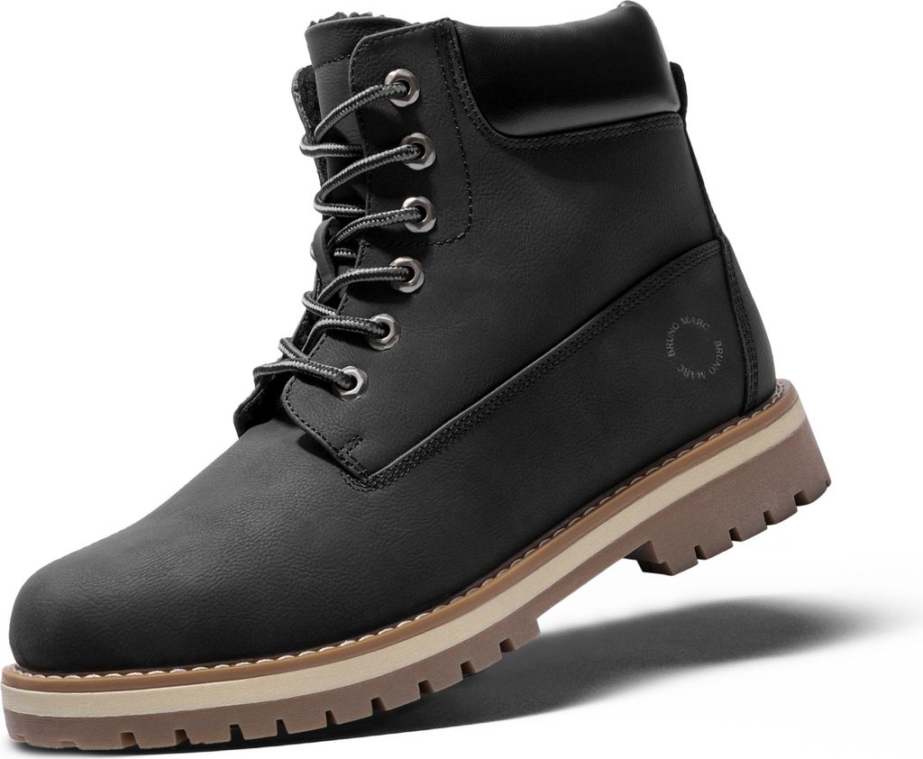 Bruno Marc Winterschuhe Herren Winterstiefel Schneestiefel Stiefeletten Stiefel Winter Wander Schuhe,Farbe: Schwarz,Größe:42