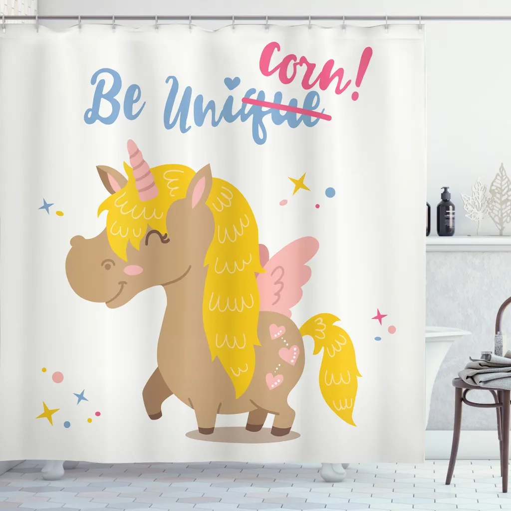 Offerta Tenda Doccia ABAKUHAUS Unicorno | Antimuffa e Idrorepellente