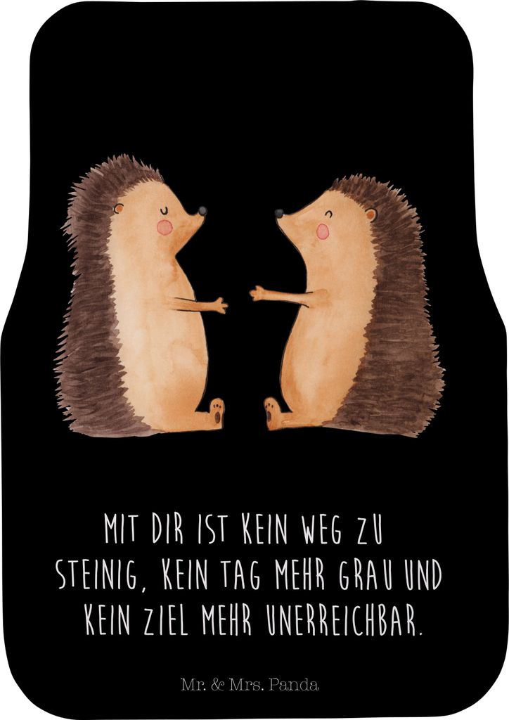 Mr. & Mrs. Panda Auto-Fußmatte Igel Liebe - Schwarz - Geschenk, Auto Fußmatte, Freundin, Autoteppich, Hochzeit, Hochzeitstag, Jahrestag, Automatt...
