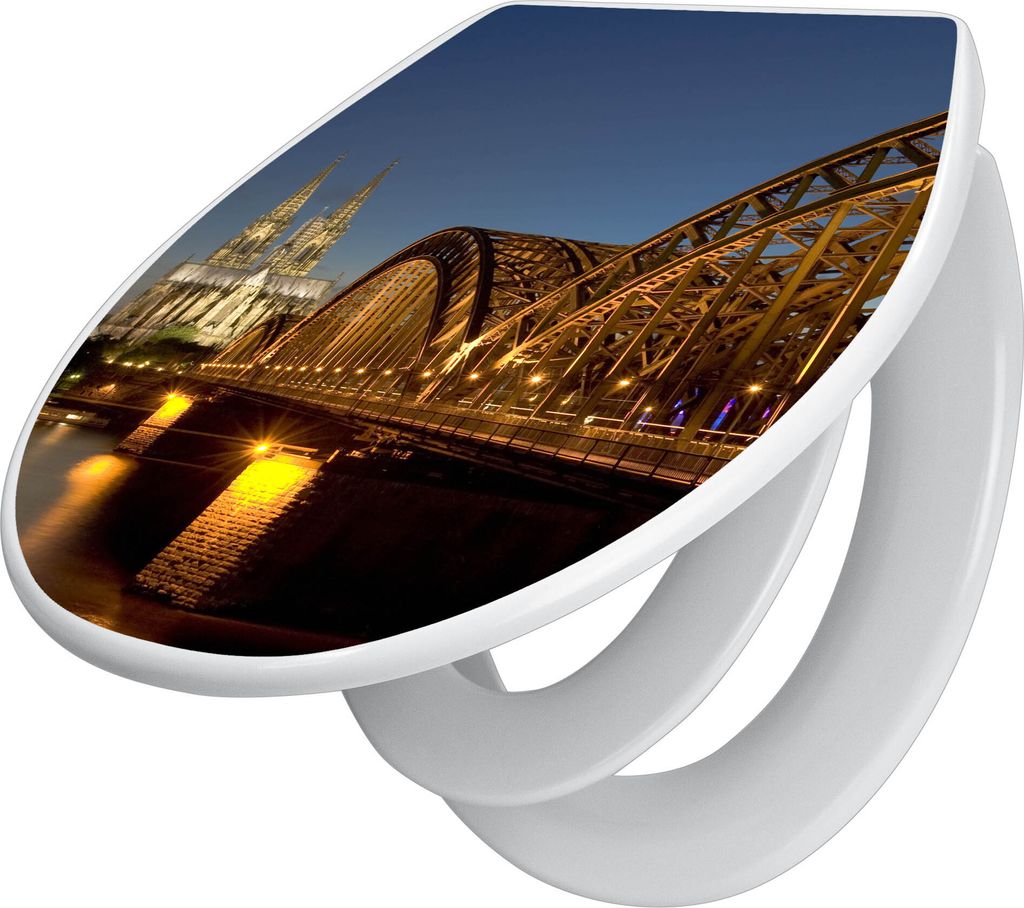 banjado Familien WC Sitz mit Absenkautomatik 37x44,5x5cm -Köln - Klodeckel/Klobrille mit kindersitz aus hochwertigem Polypropylen - universeller T...