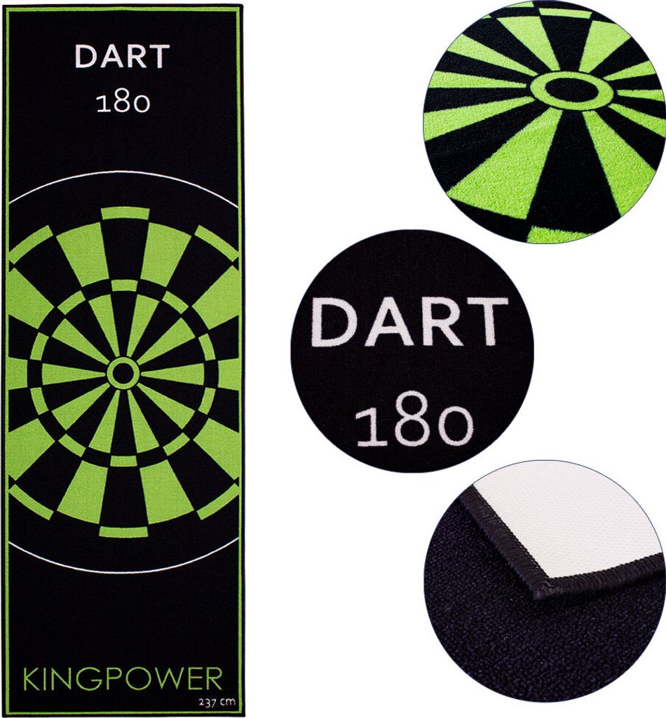 Dart Teppich Target Oche Matte Steeldart Dartpfeile Dartboard Zubehör Dartteppich Darts Abwurflinie Schutz Gummi Boden Dartscheibe Grün 237 x 80 ...