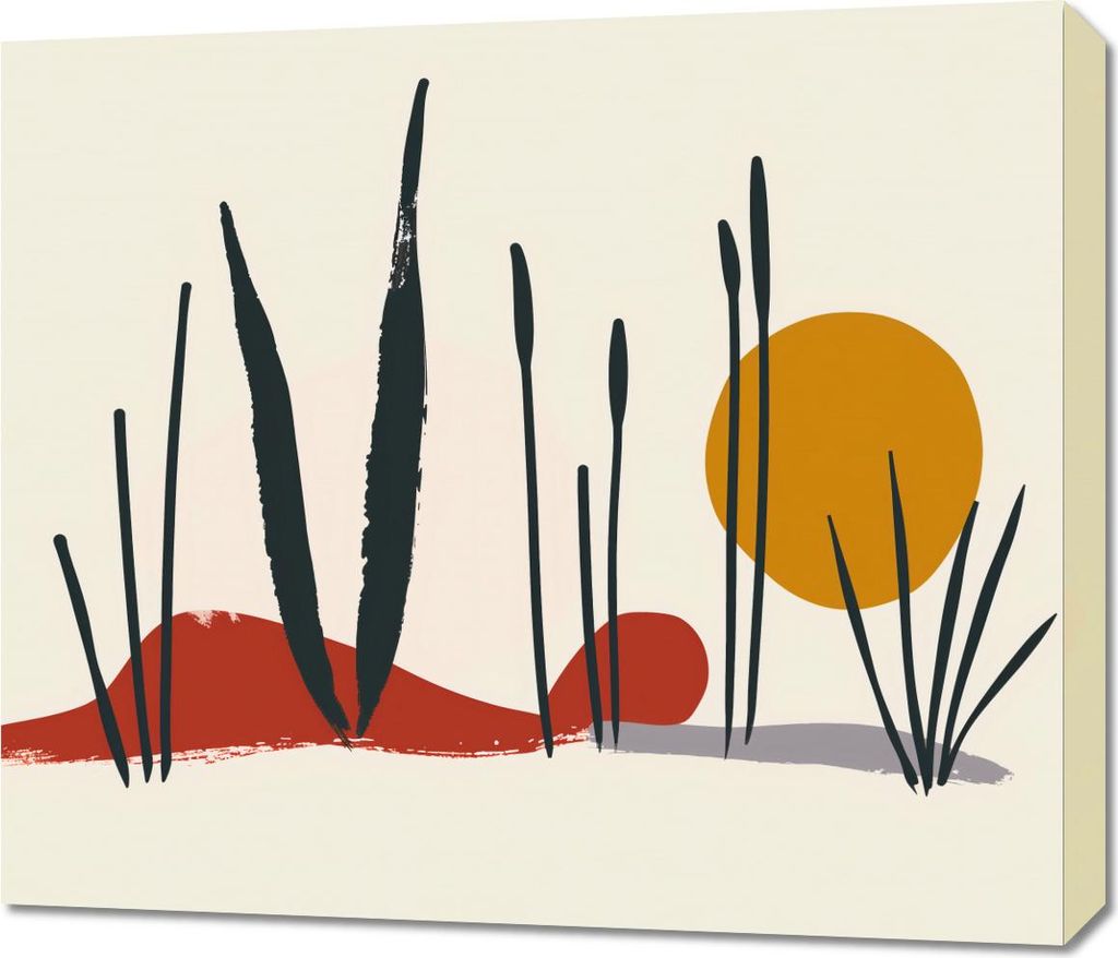 Bild 70x60cm Schilf bei Sonnenuntergang