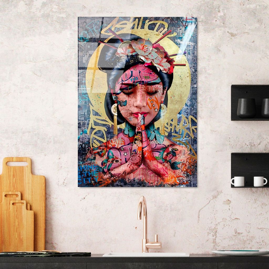 Wallity, UV-728 70 x 100, Dekorative Malerei aus gehärtetem Glas, Mehrfarbig, 100 % gehärtetes Glas, 70 x 100 cm