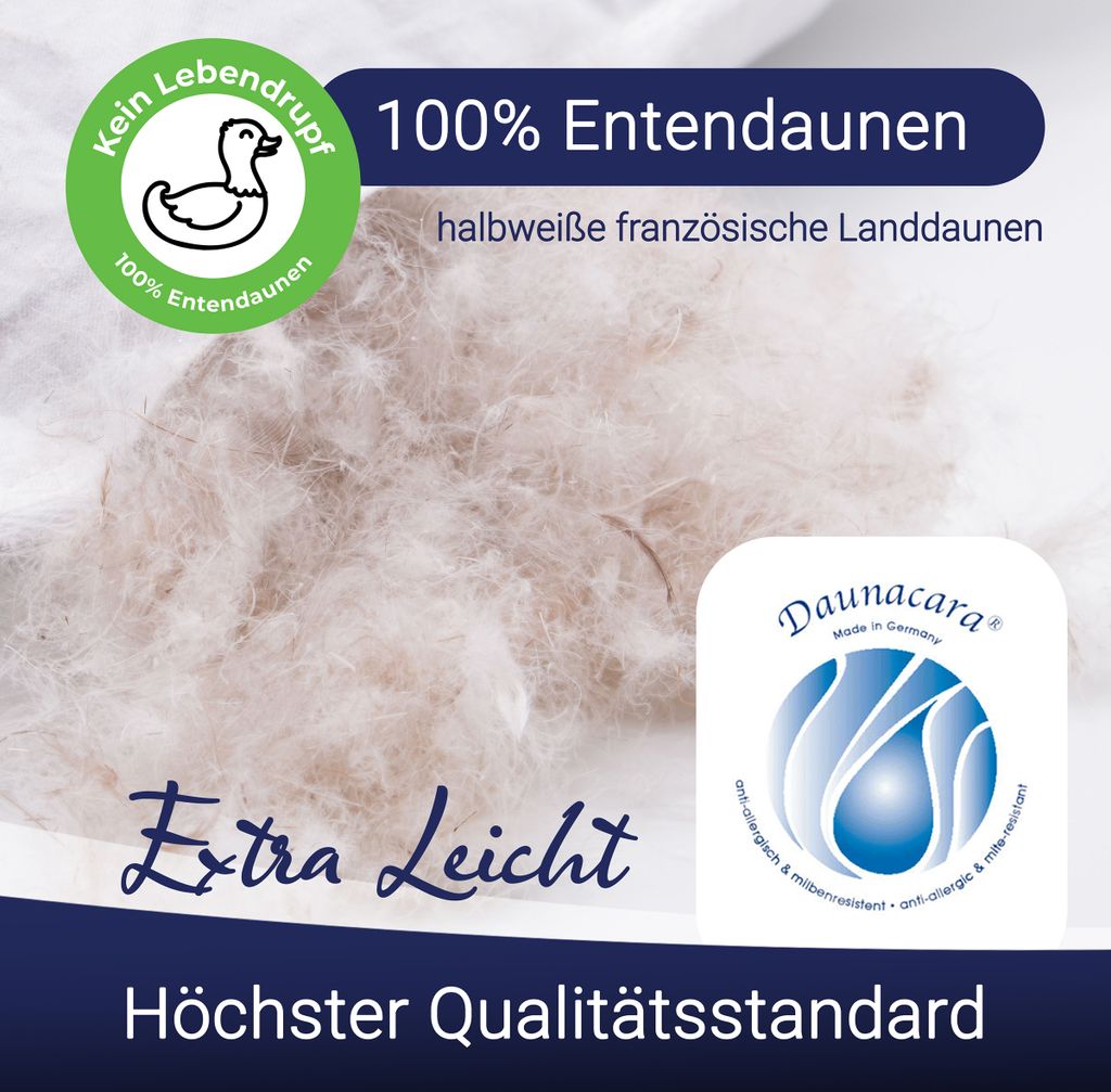 Daunenkissen aus 100% Daunen für Allergiker geeignet, 80x80 Produktbild 3