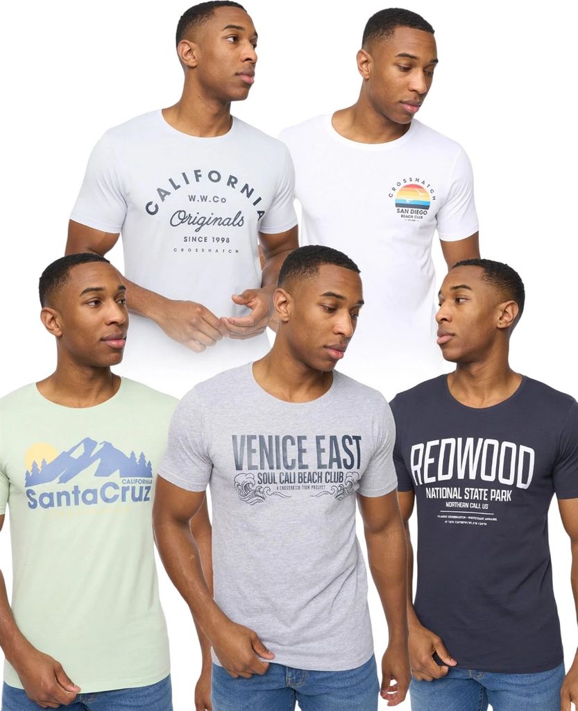 Crosshatch - "Sumertons" T-Shirt für Herren(5er-Pack) BG2074 (L) (Bunt)