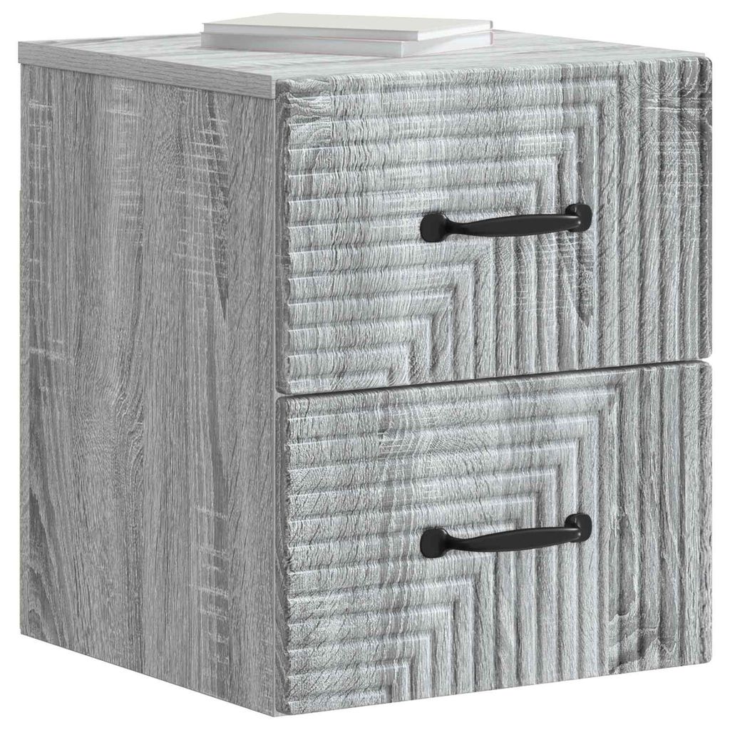 vidaXL Wandmontierter Nachttisch Graues Sonoma 34,5 x 33 x 40 cm
