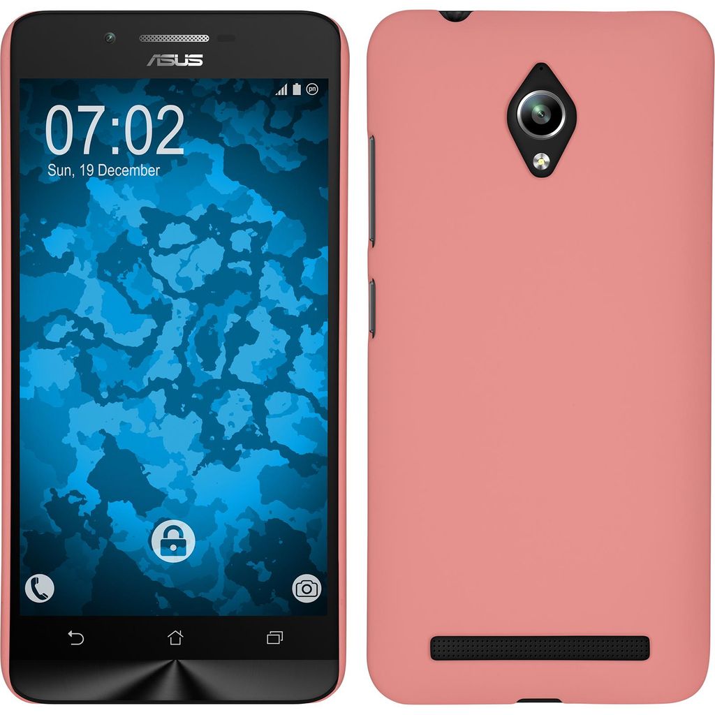 PhoneNatic Case kompatibel mit Asus Zenfone Go (ZC500TG) - Hülle rosa gummiert Hard-case + 2 Schutzfolien