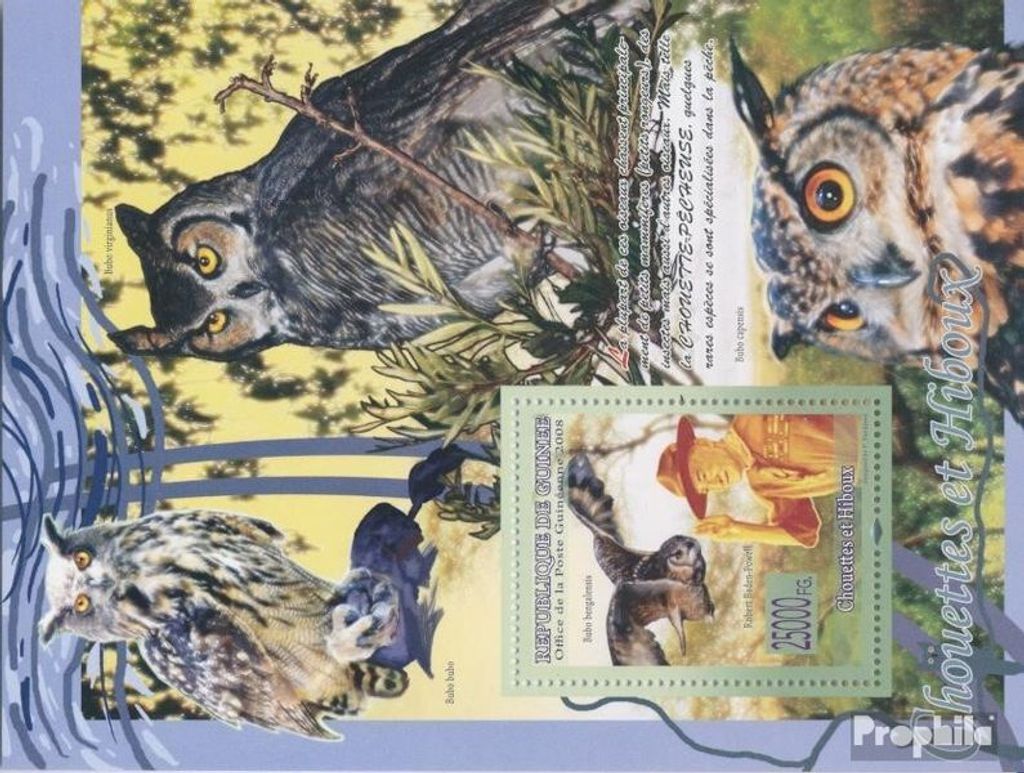 Briefmarken Guinea 2008 Mi Block 1519 (kompl. Ausgabe) postfrisch Eulen