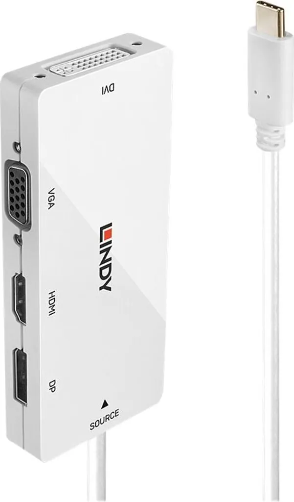 Docking Station USB-C Lindy 43279 Bianco - Adattatore Multi-Porta 4K