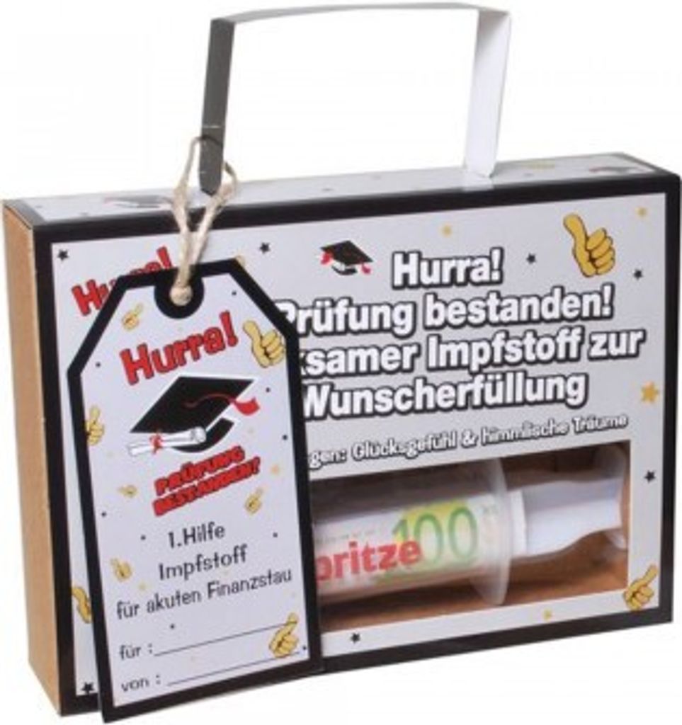 Finanzspritze Deko Spritze befÜllbar zur bestandenen PrÜfung