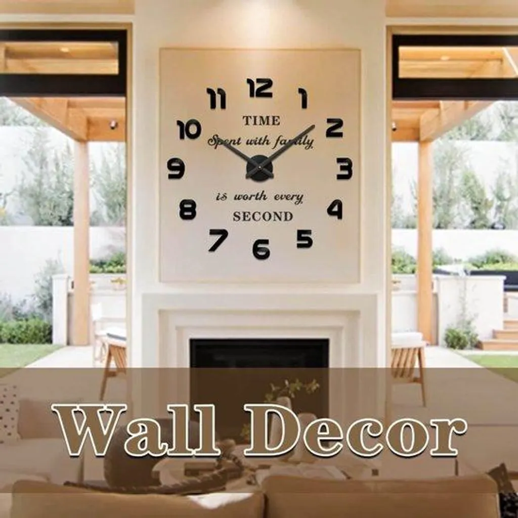 Horloge murale moderne autocollants 3D design DIY pour salon et bureau