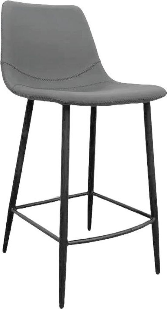 Design Tresenhocker Lino 2 KT Gestell schwarz Kunstleder hellgrau