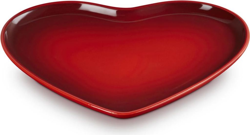 LeCreuset Servierplatte in Herzform aus Steinzeug 32cm | Kirschrot : Kirschrot Farbe: Kirschrot