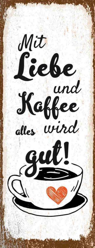 vianmo Holzschild 27x10 cm Mit Liebe und Kaffee alles gut Dekoration